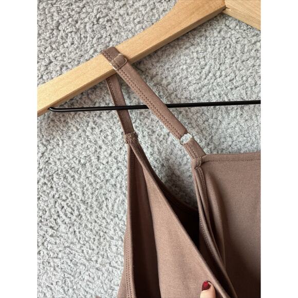 Brown Sleeveless Mini Dress with built in bodysuit with shorts - Picture 9 of 15